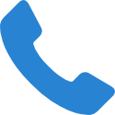 Blue phone handset icon tilted diagonally.